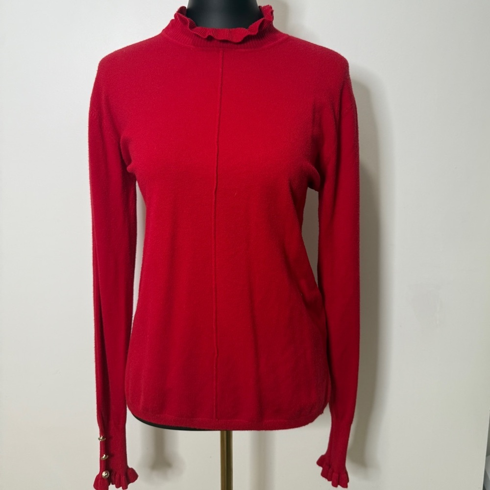 Red Women's Ruffle‎ Turtleneck  sweater